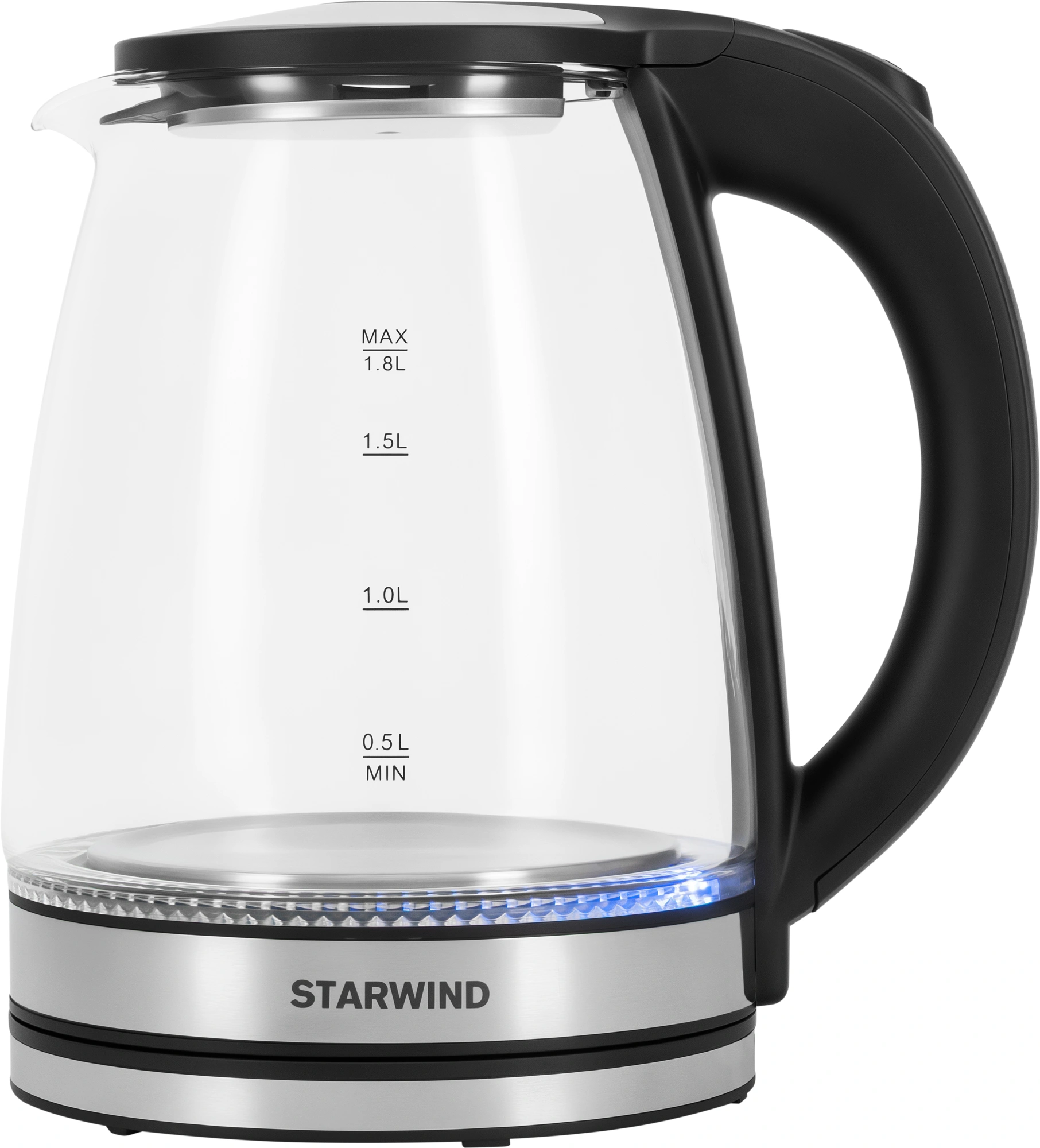 Чайник электрический Starwind SKG2114 черный/прозрачный, стекло