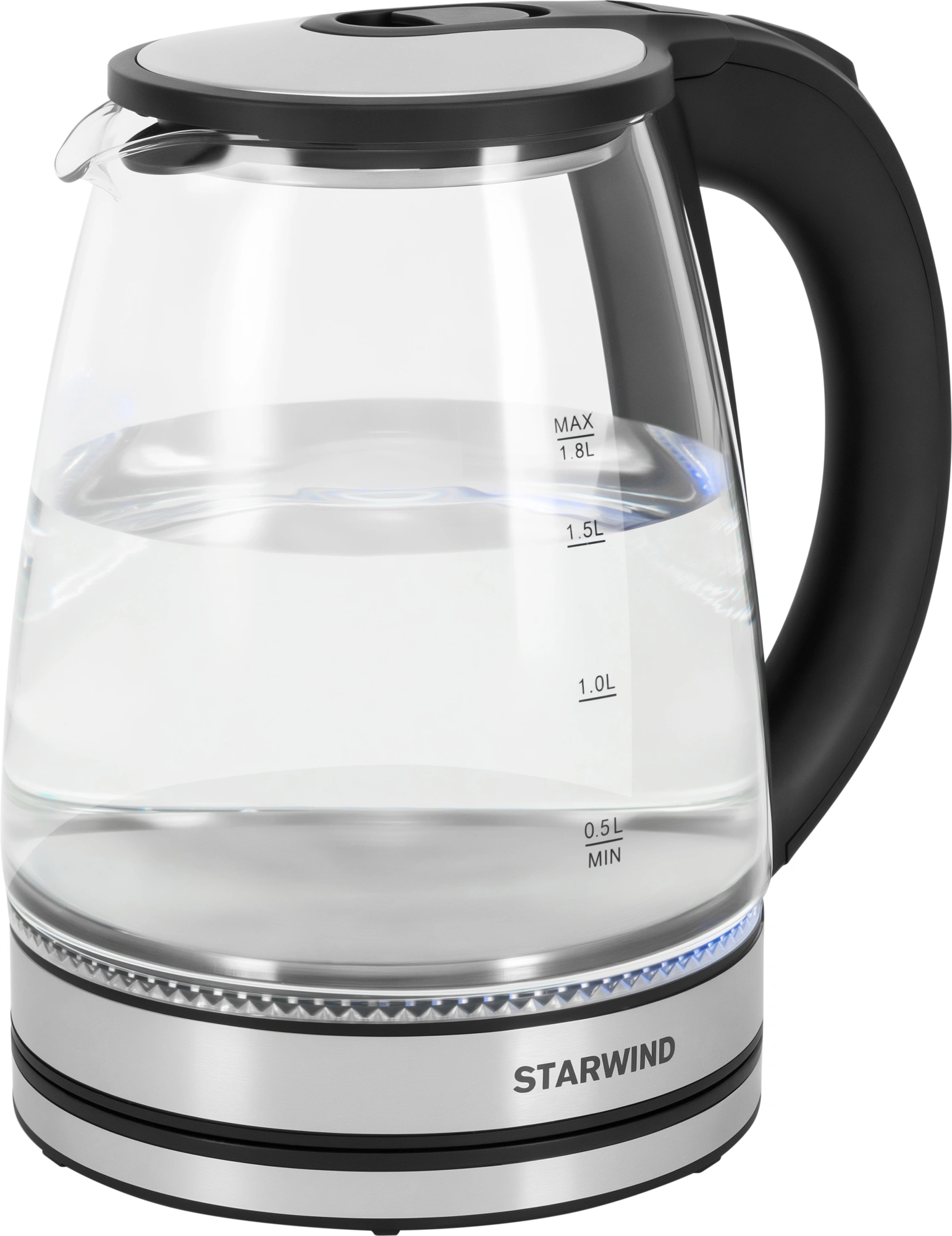 Чайник электрический Starwind SKG2114 черный/прозрачный, стекло