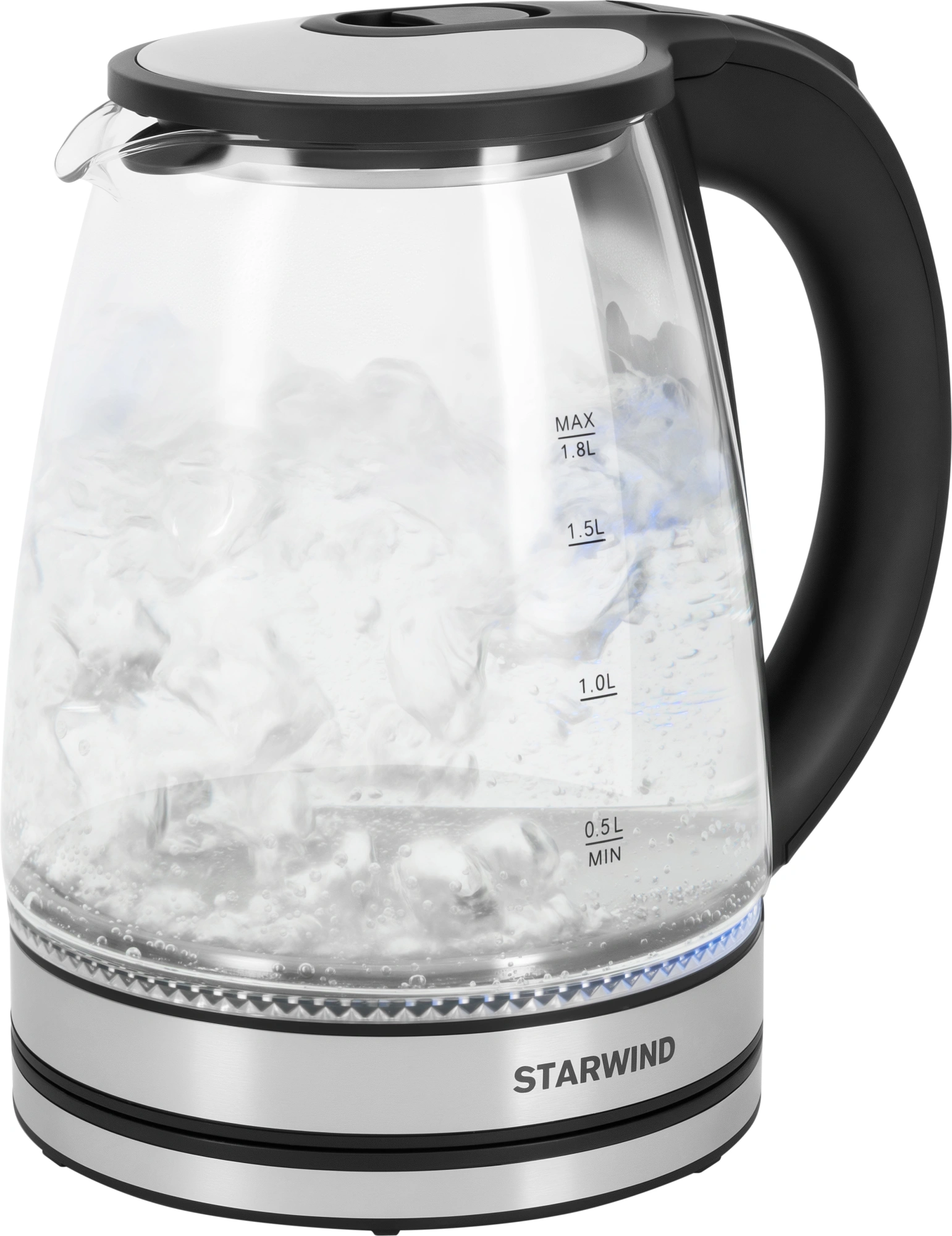 Чайник электрический Starwind SKG2114 черный/прозрачный, стекло