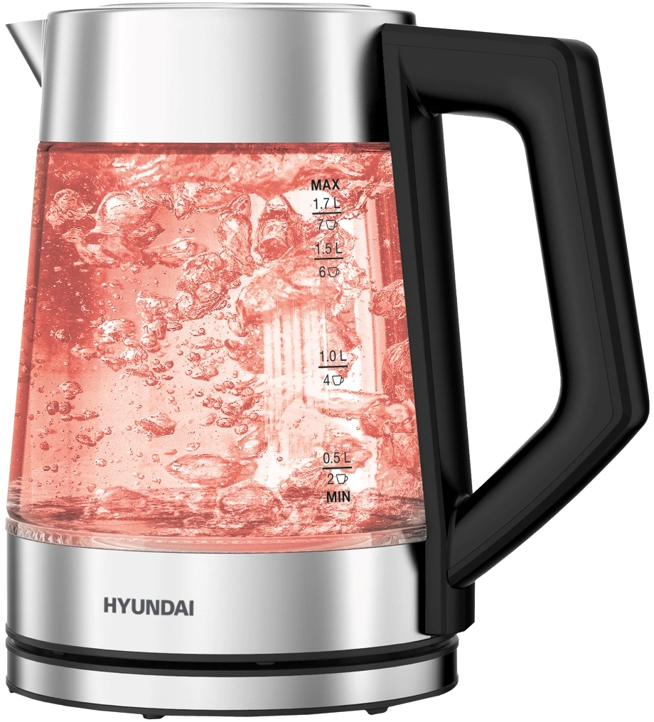 Чайник электрический Hyundai HYK-G4402 черный/серебристый, стекло