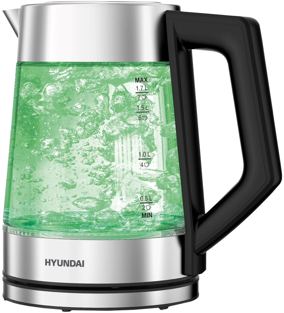 Чайник электрический Hyundai HYK-G4402 черный/серебристый, стекло