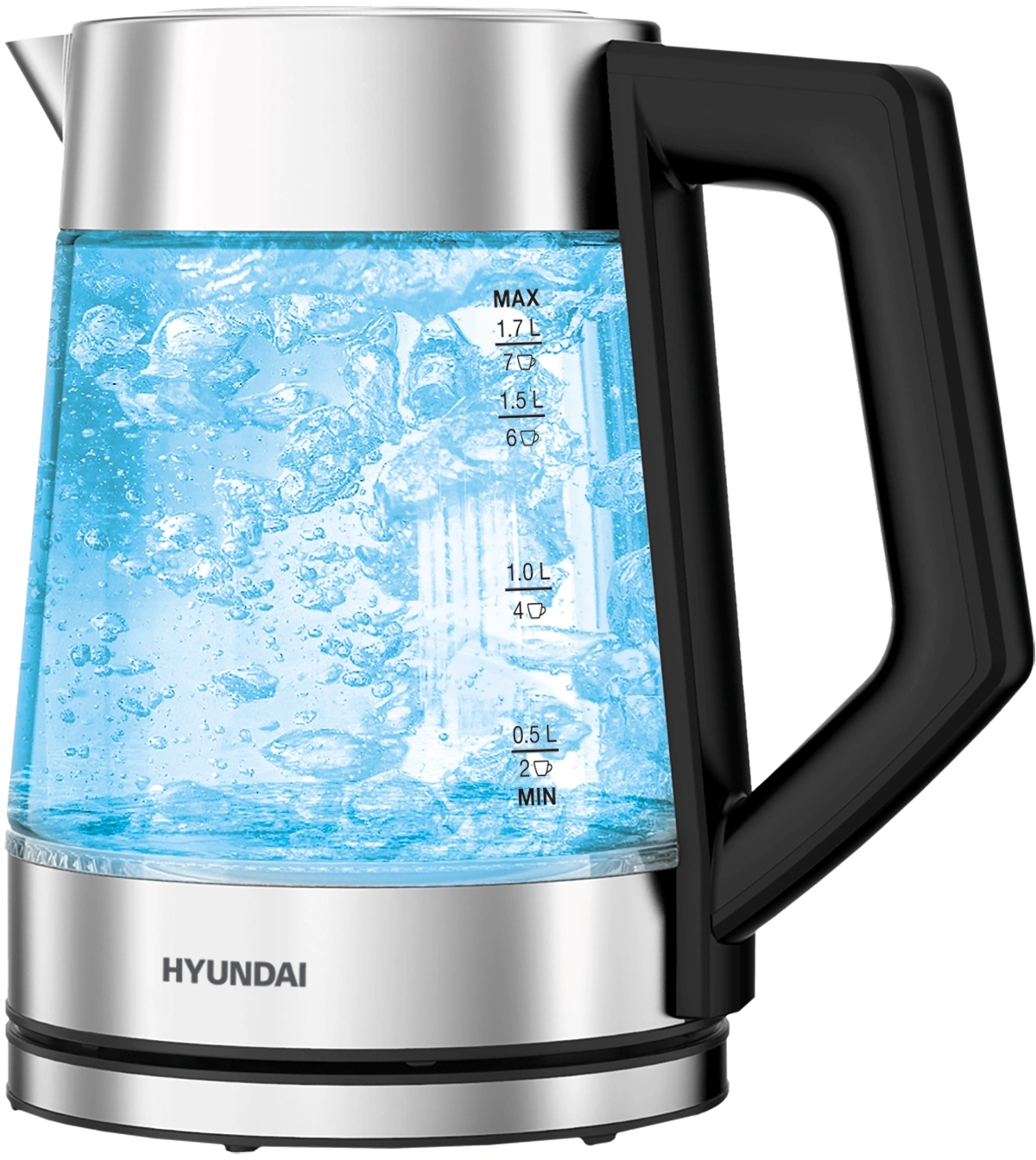Чайник электрический Hyundai HYK-G4402 черный/серебристый, стекло