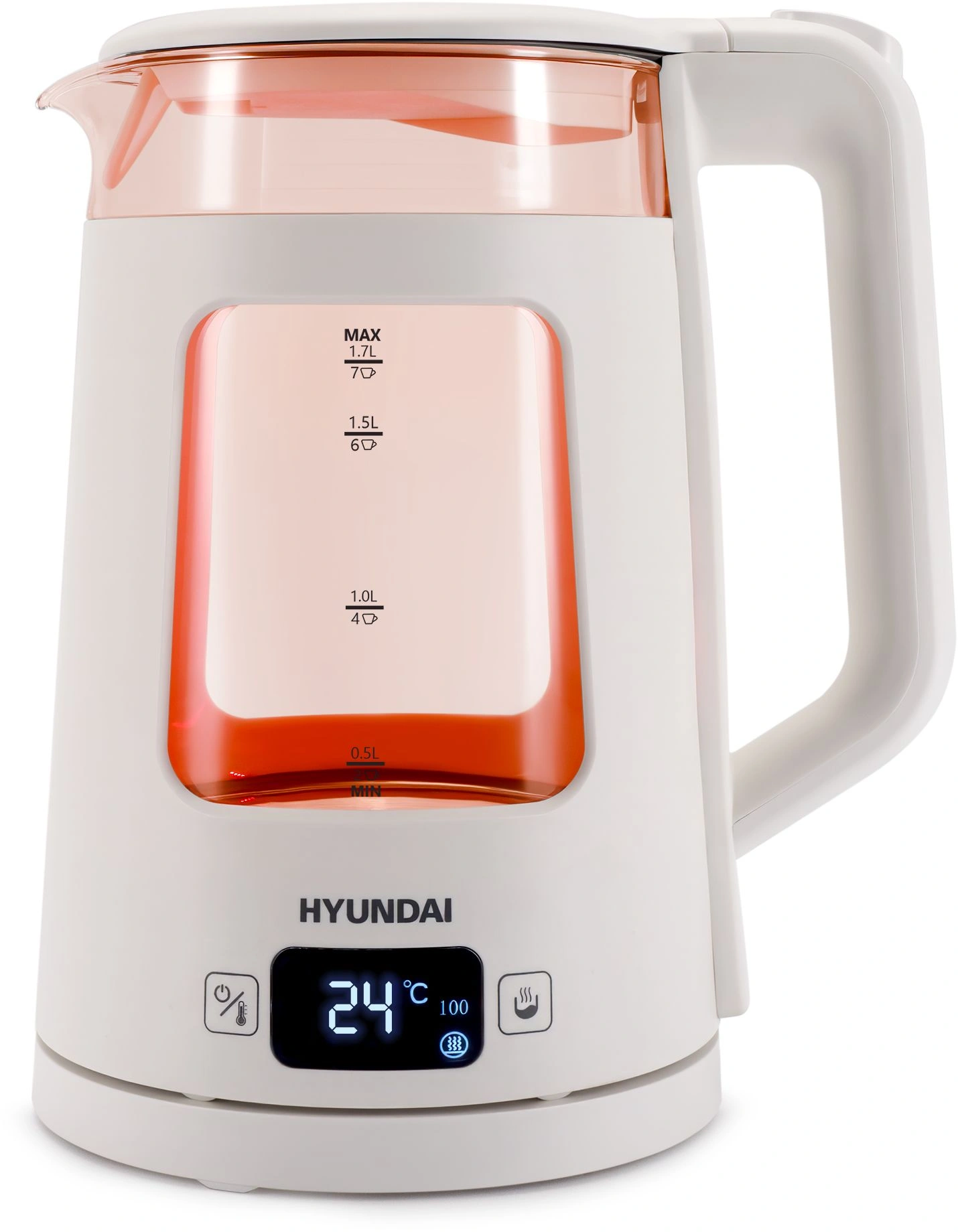 Чайник электрический Hyundai HYK-G9407 белый, стекло