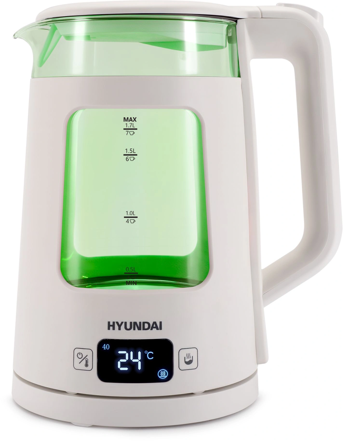 Чайник электрический Hyundai HYK-G9407 белый, стекло