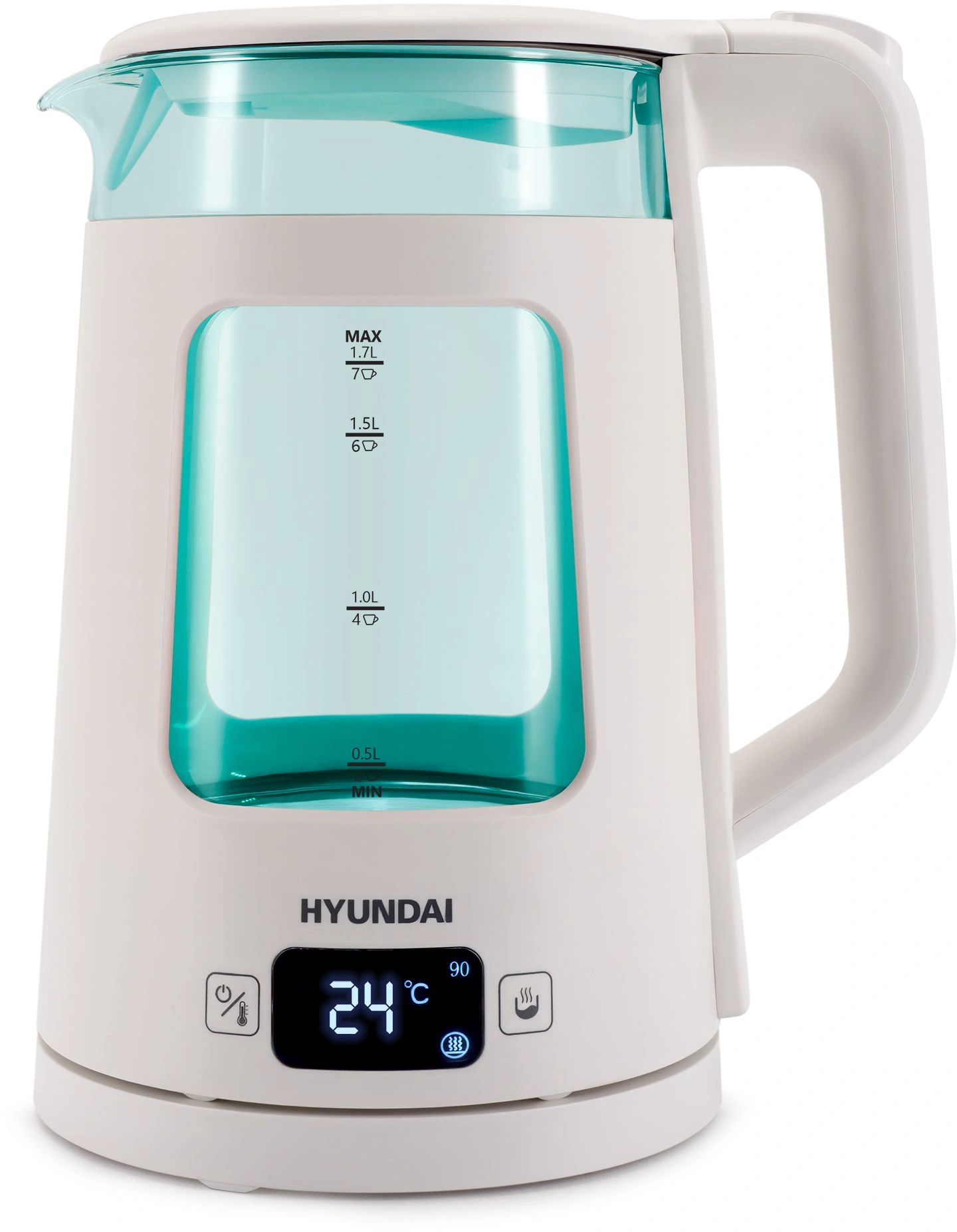 Чайник электрический Hyundai HYK-G9407 белый, стекло