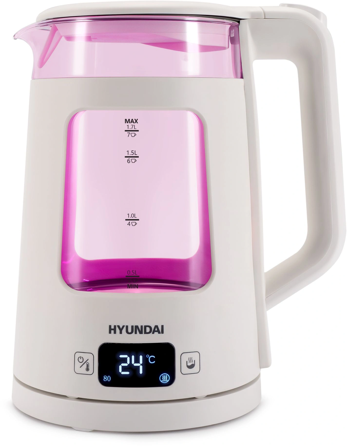 Чайник электрический Hyundai HYK-G9407 белый, стекло
