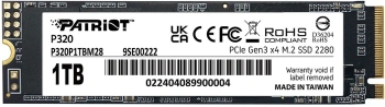 Твердотельный накопитель Patriot P320 1024ГБ, M.2 2280, PCIe 3.0 x4, M.2 P320P1TBM28