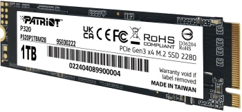 Твердотельный накопитель Patriot P320 1024ГБ, M.2 2280, PCIe 3.0 x4, M.2 P320P1TBM28