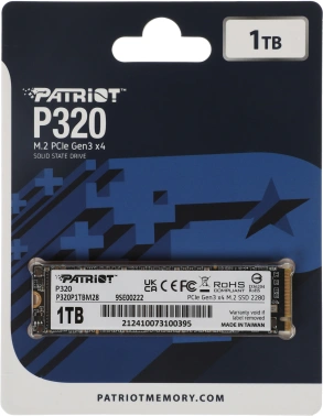 Твердотельный накопитель Patriot P320 1024ГБ, M.2 2280, PCIe 3.0 x4, M.2 P320P1TBM28