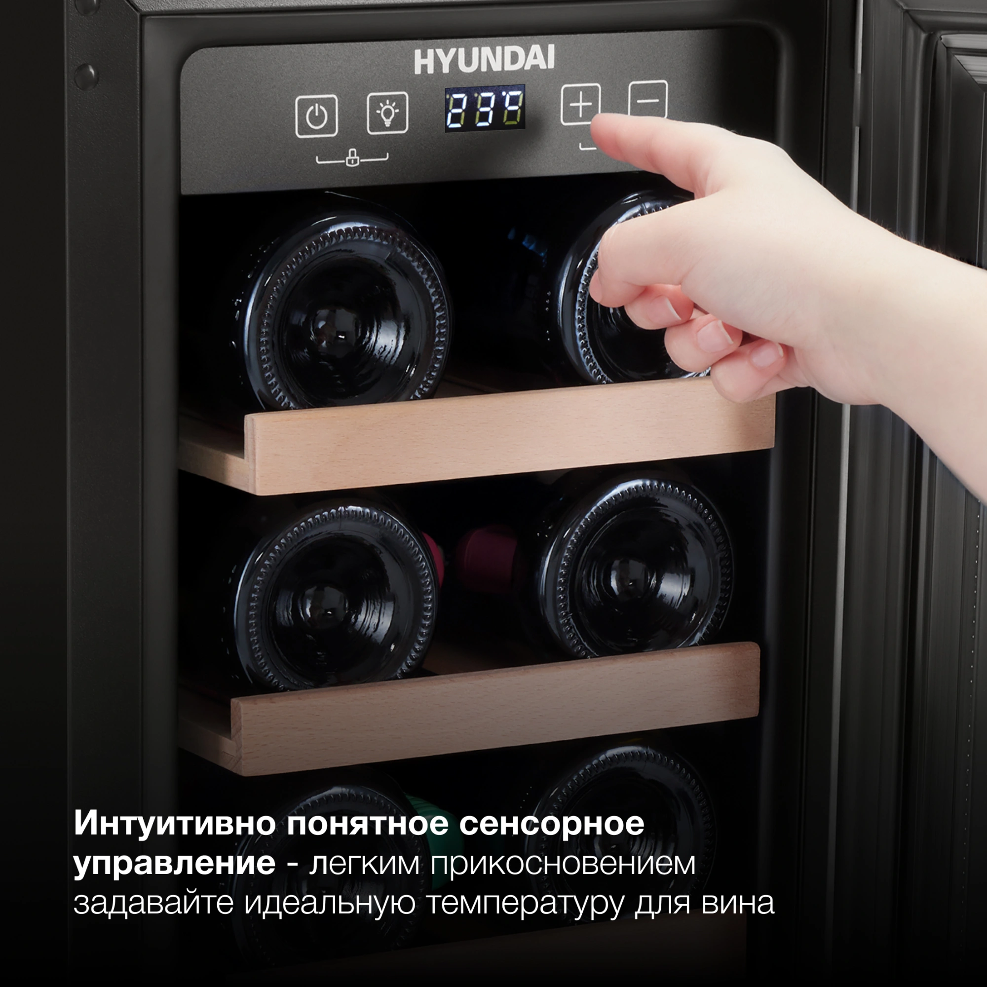 Винный шкаф Hyundai HBWC 0831 SU черный
