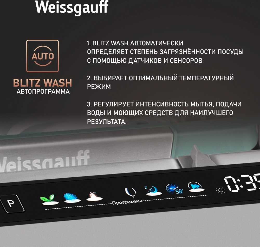 Посудомоечная машина Weissgauff BDW 6140 Ultra Real Autoopen Infolight (433790)