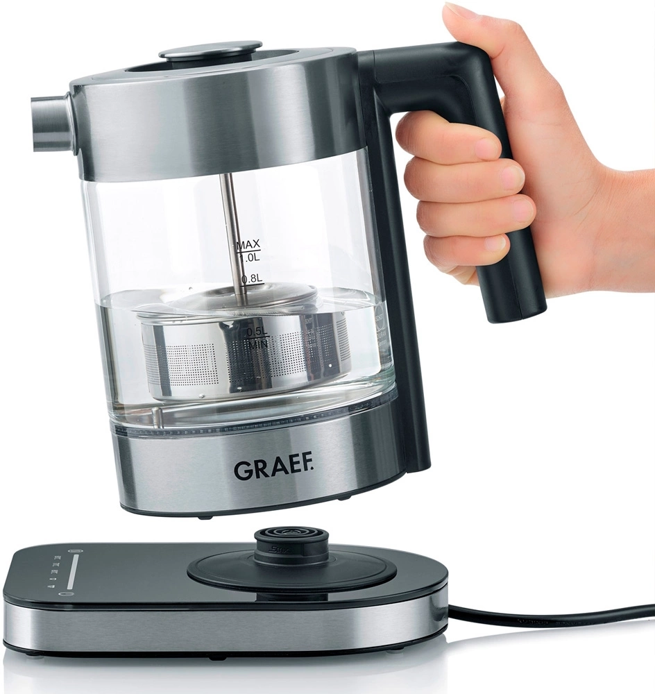 Чайник электрический Graef WK350EU нержавеющая сталь/черный, стекло
