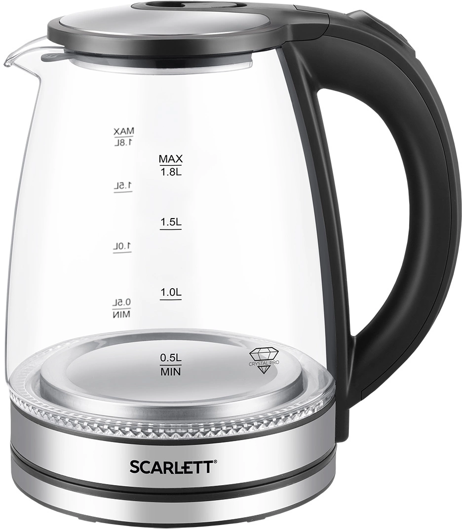 Чайник электрический Scarlett SC-EK27G103 сталь/черный, стекло