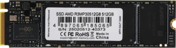 Твердотельный накопитель AMD Radeon 512ГБ, M.2 2280, PCIe 3.0 x4, M.2 R3MP30512G8