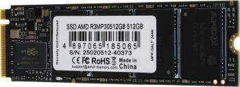 Твердотельный накопитель AMD Radeon 512ГБ, M.2 2280, PCIe 3.0 x4, M.2 R3MP30512G8
