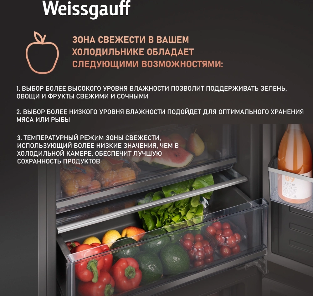 Холодильник Weissgauff WRKI 1970 Total NoFrost Inverter Premium EcoFresh (433160)