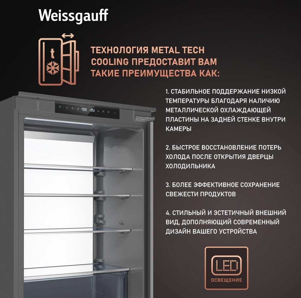 Холодильник Weissgauff WRKI 1970 Total NoFrost Inverter Premium EcoFresh (433160)