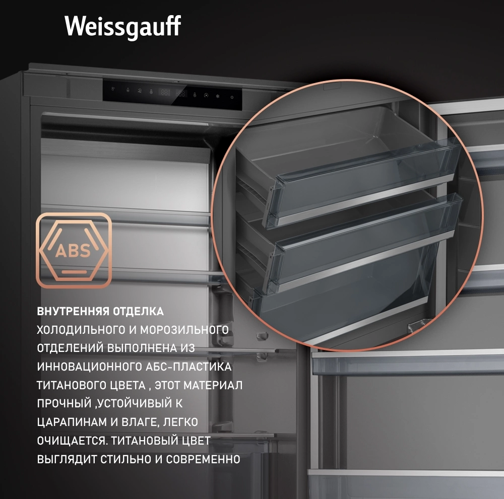 Холодильник Weissgauff WRKI 1970 Total NoFrost Inverter Premium EcoFresh (433160)