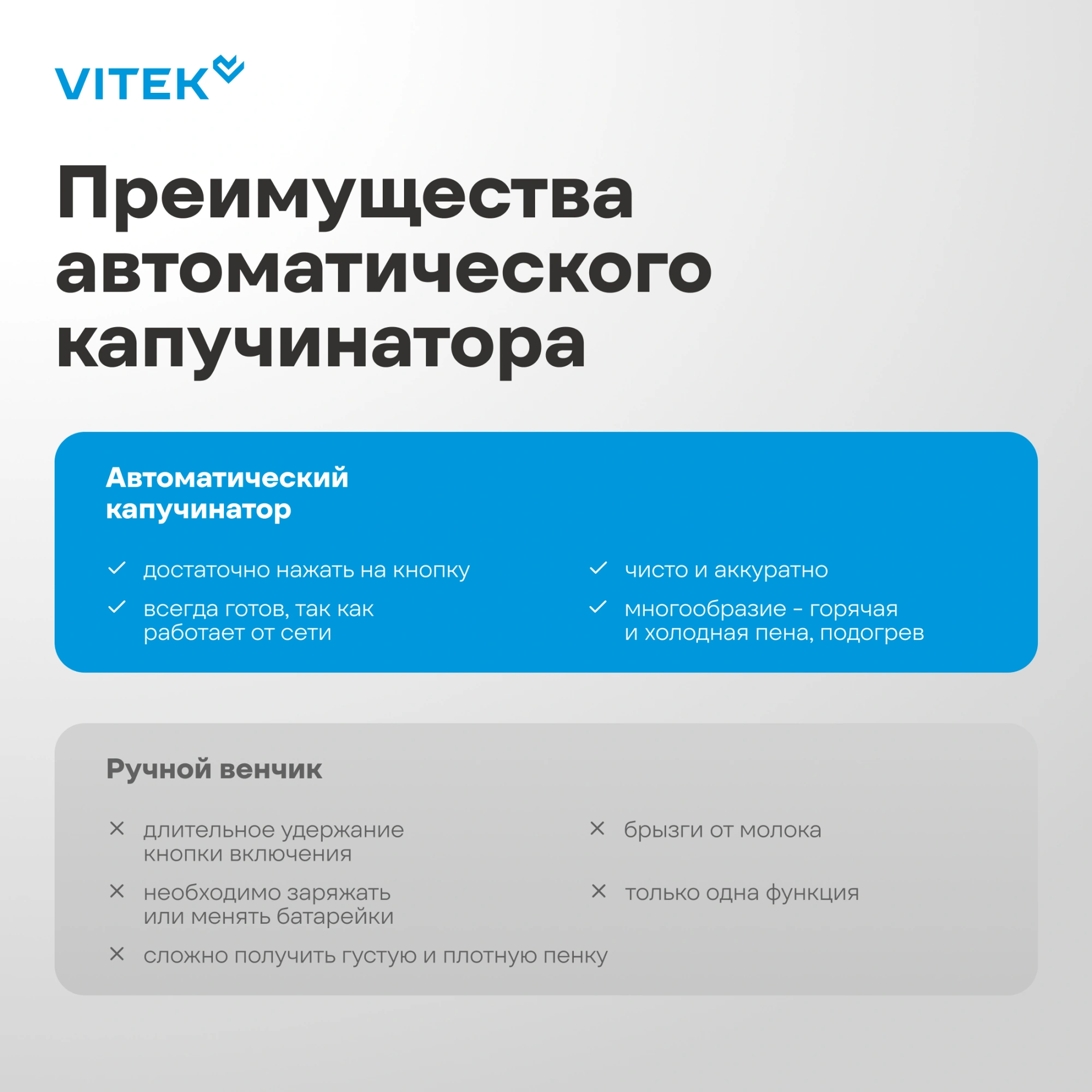 Капучинатор Vitek VT-C5000 серебристый