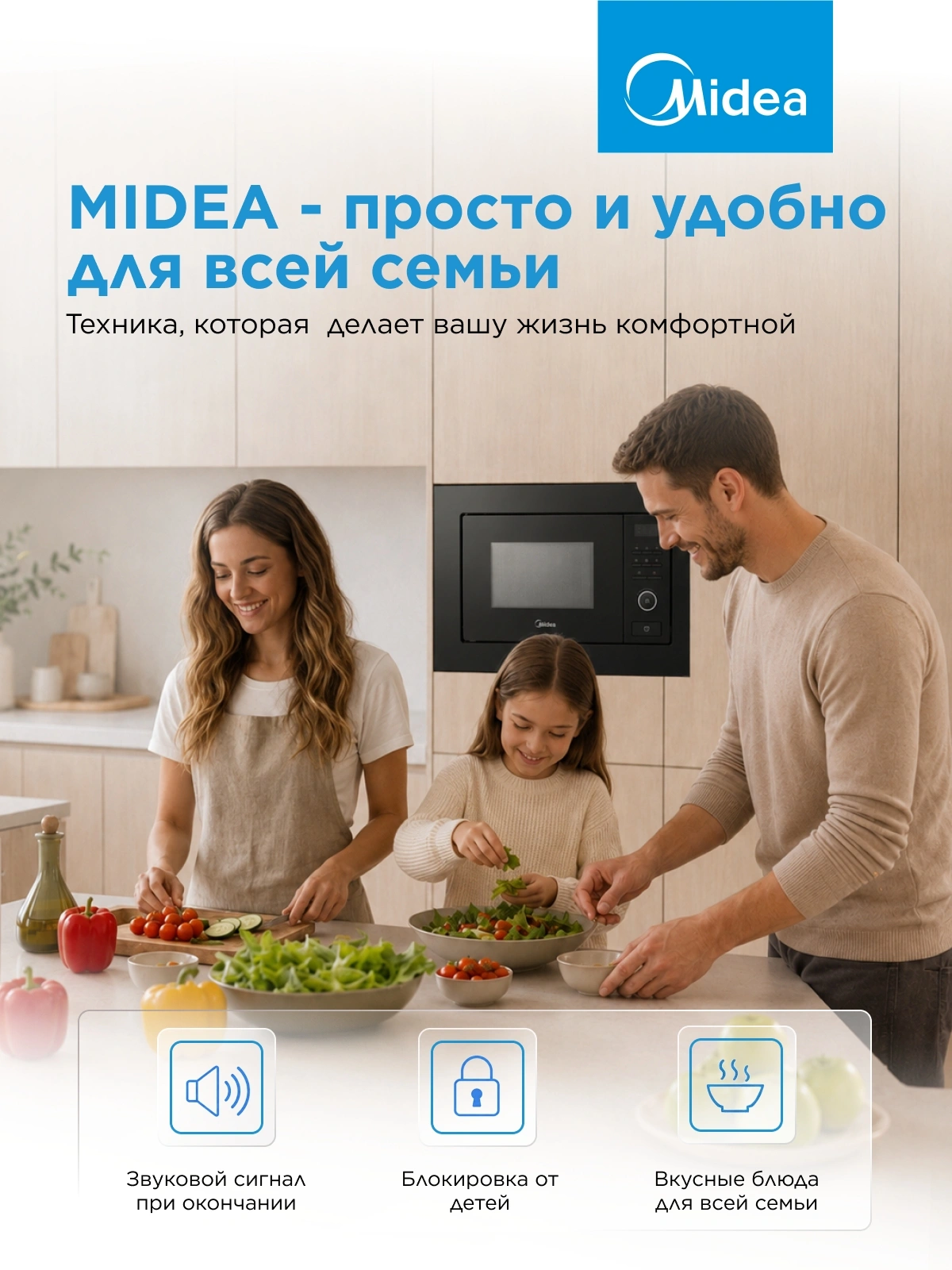 Встраиваемая микроволновая печь Midea MI62170B черный