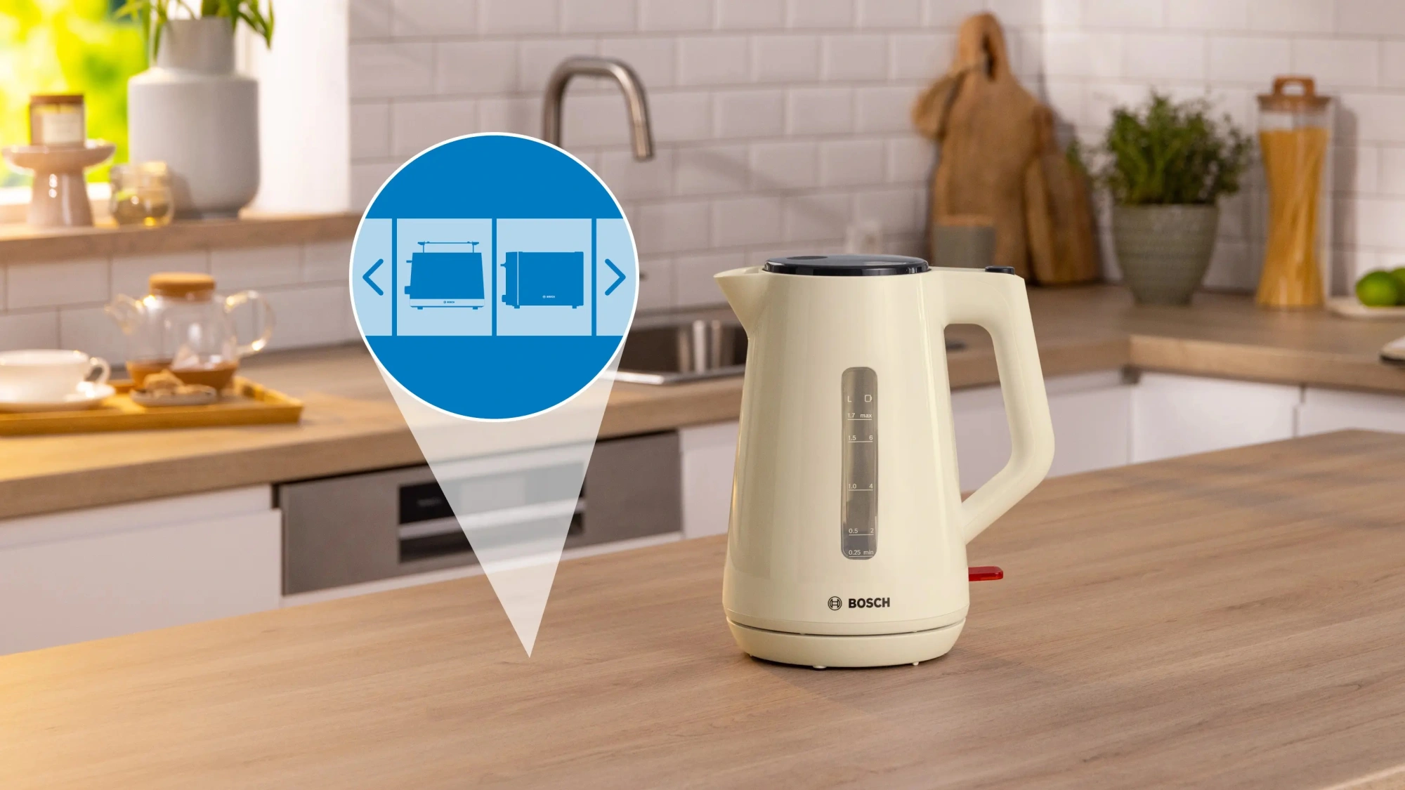 Чайник электрический Bosch TWK1M127 бежевый, пластик