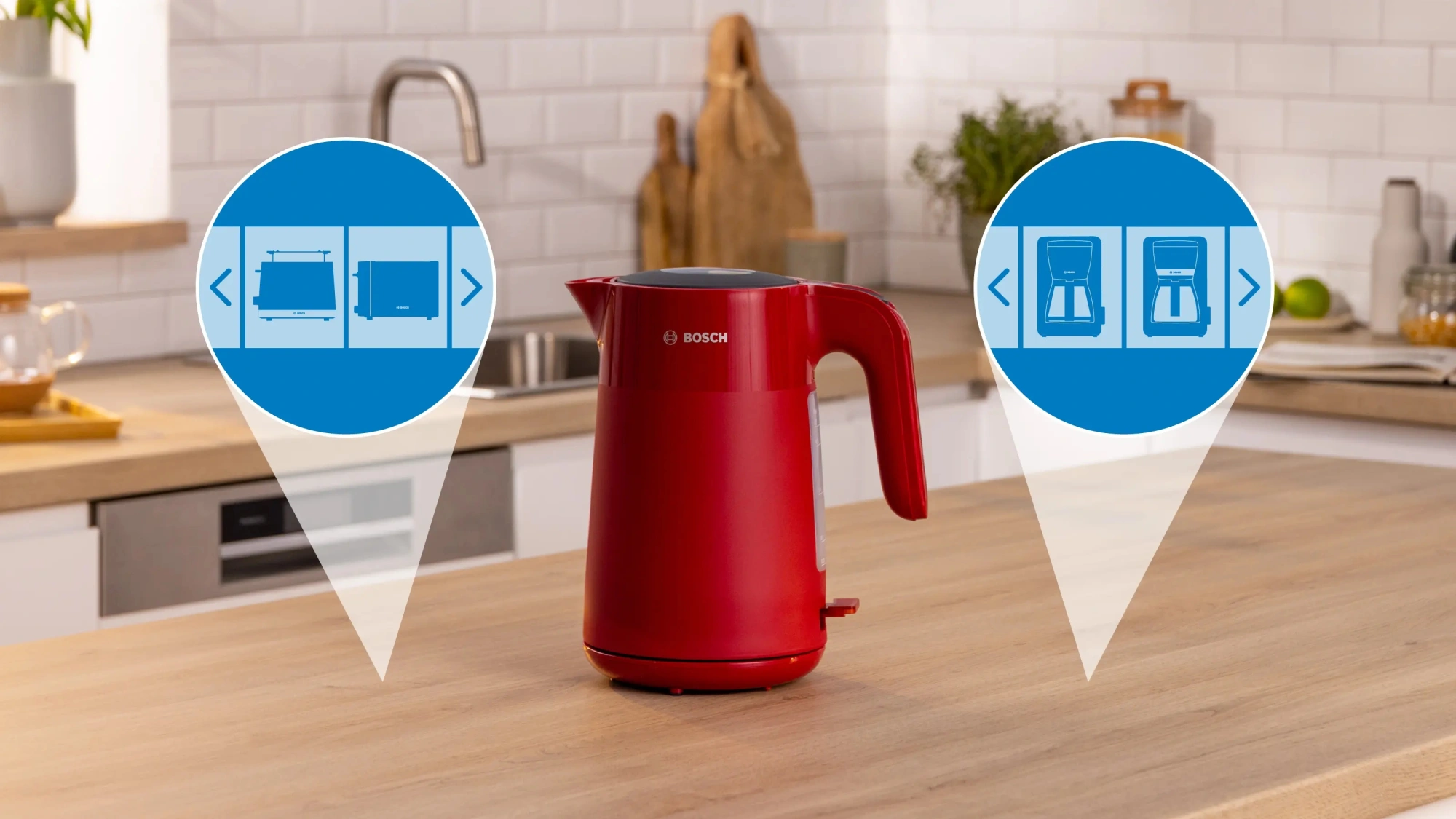 Чайник электрический Bosch TWK2M164 красный, пластик