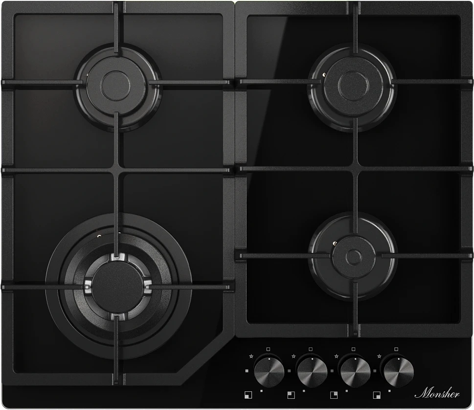 Газовая варочная поверхность Monsher Hi-tech MGG 63 Noir черный (78638)