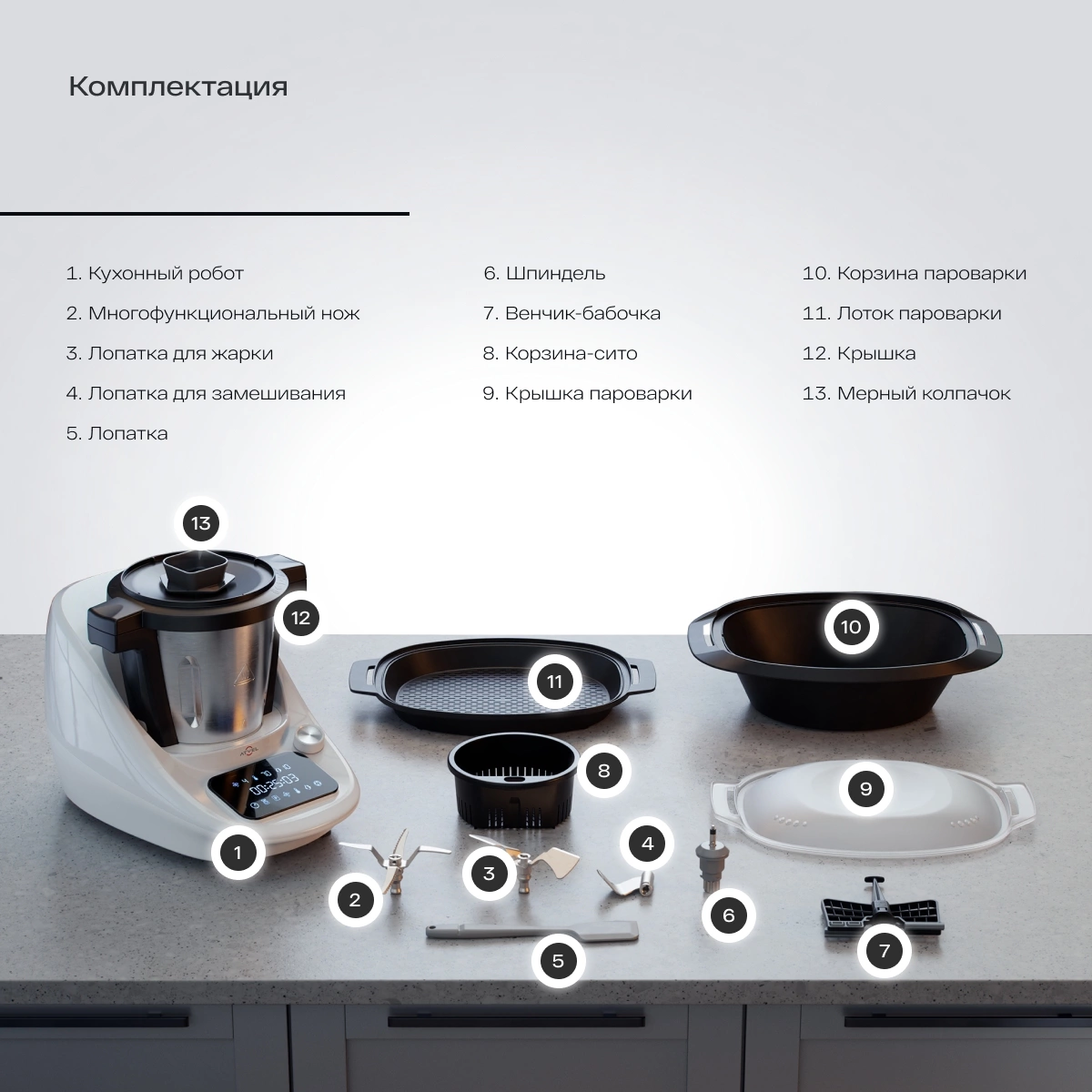 Кухонная машина Atvel M1 43204 белый/черный
