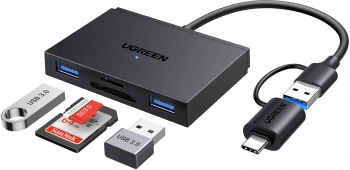 Картридер USB 2.0/Type C Ugreen CM812 черный (45167)