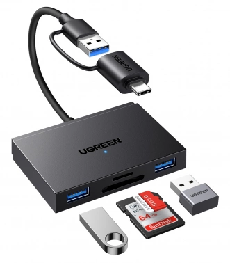 Картридер USB 2.0/Type C Ugreen CM812 черный (45167)