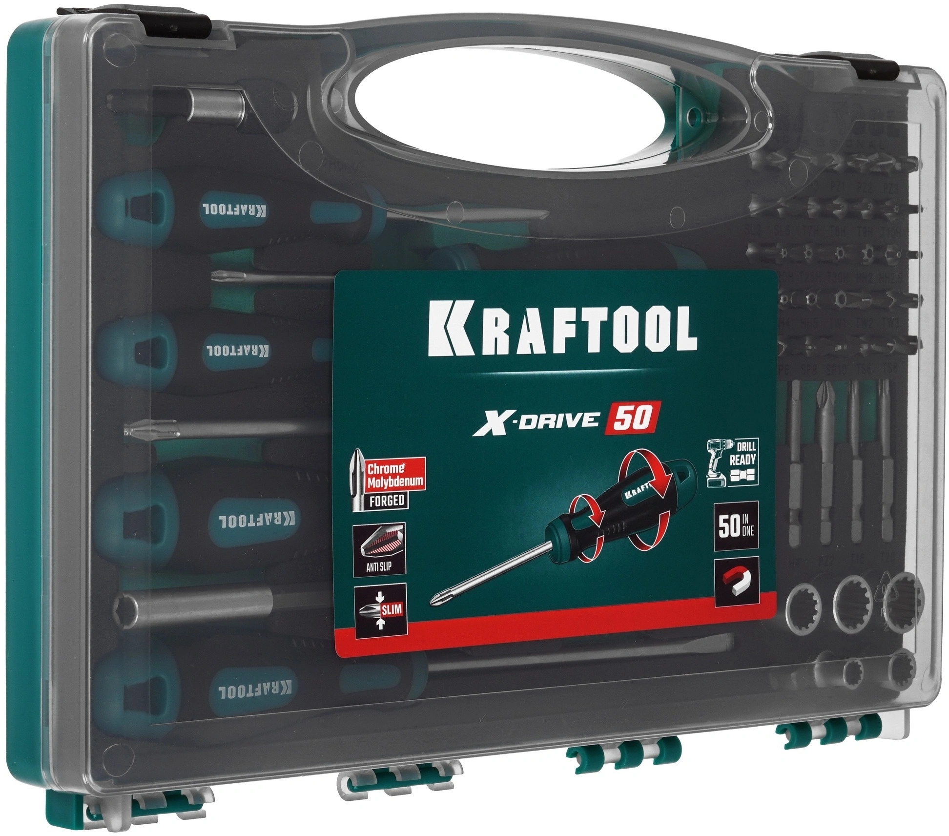 Набор отверток Kraftool 25815 в компл.:50 предметов жесткий кейс