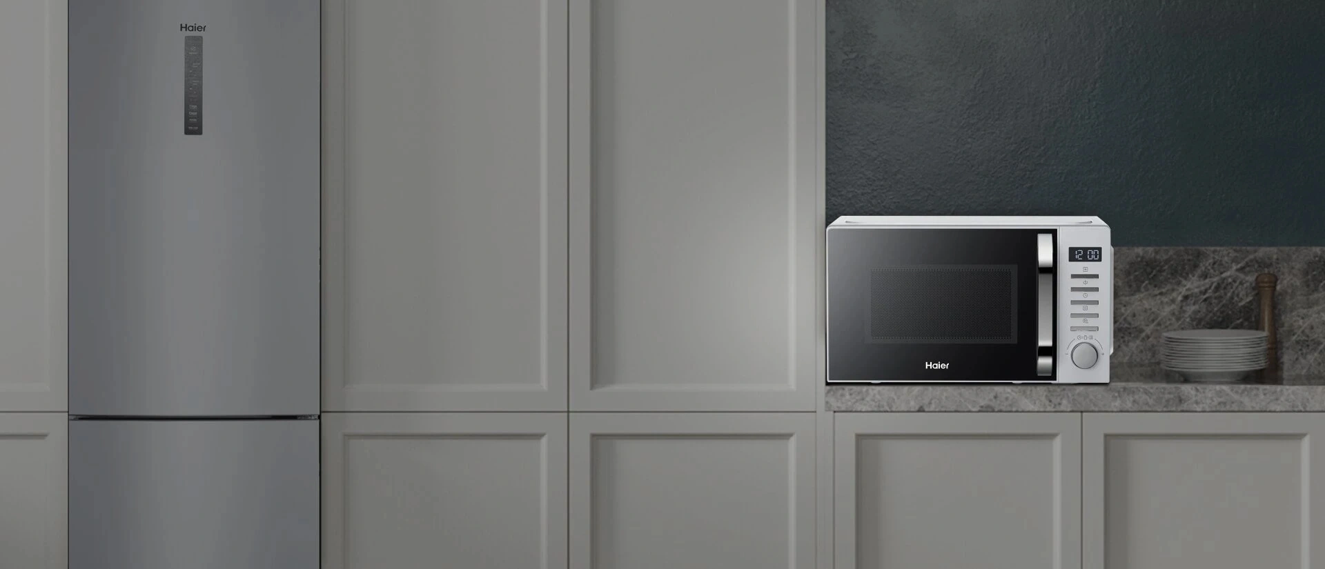 Микроволновая печь Haier HMB-DM208SA, серебристый, русский (td0039505ru)