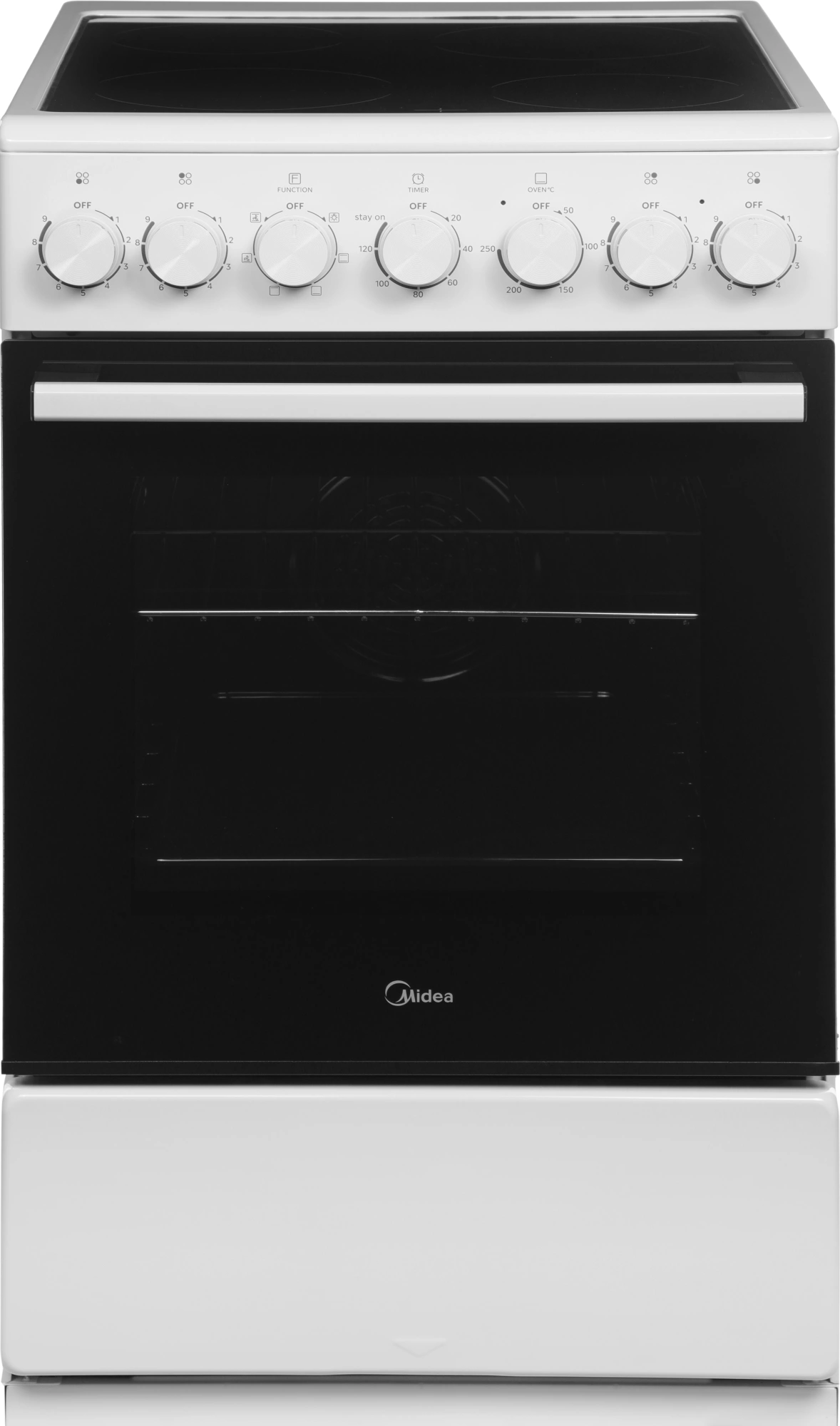 Плита электрическая Midea MFO-M4E20T6E(WH), стеклокерамика, белый/черный