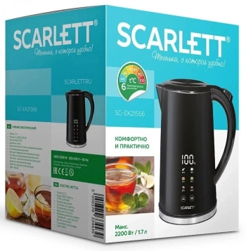 Чайник электрический Scarlett SC-EK21S66 черный, металл