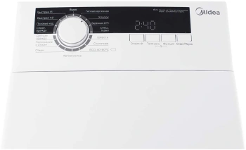 Стиральная машина полноразмерная Midea MFE05W80B/W-RU, с вертикальной загрузкой, 8кг, 1300об/мин, русский интерфейс