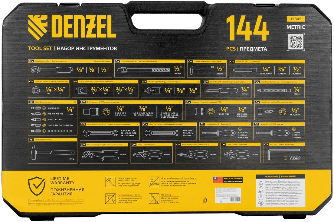 Набор инструментов Denzel 15805, 144 предмета