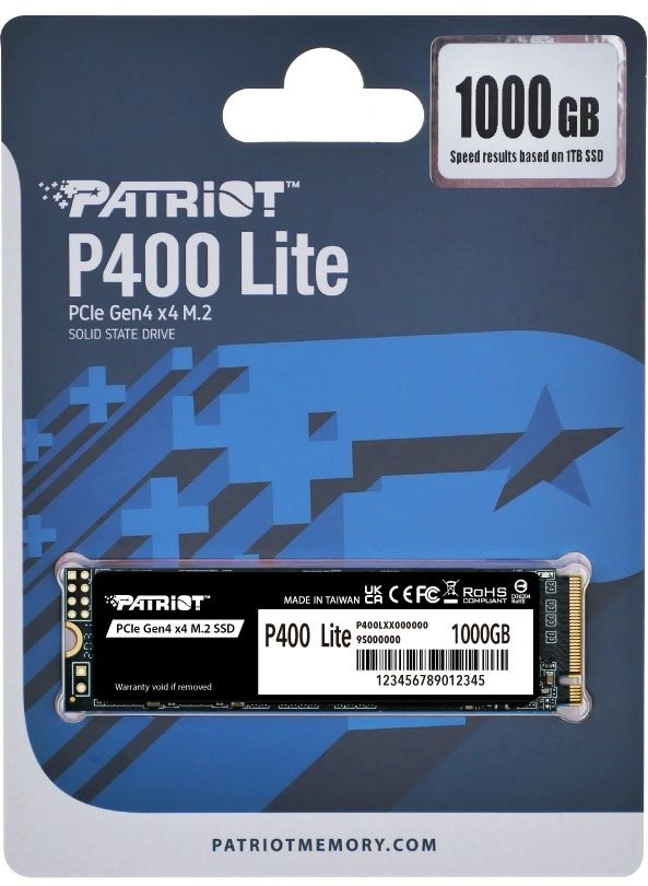 Твердотельный накопитель Patriot P400 Lite 1024ГБ, M.2 2280, PCIe 4.0 x4, M.2 P400LP1KGM28H