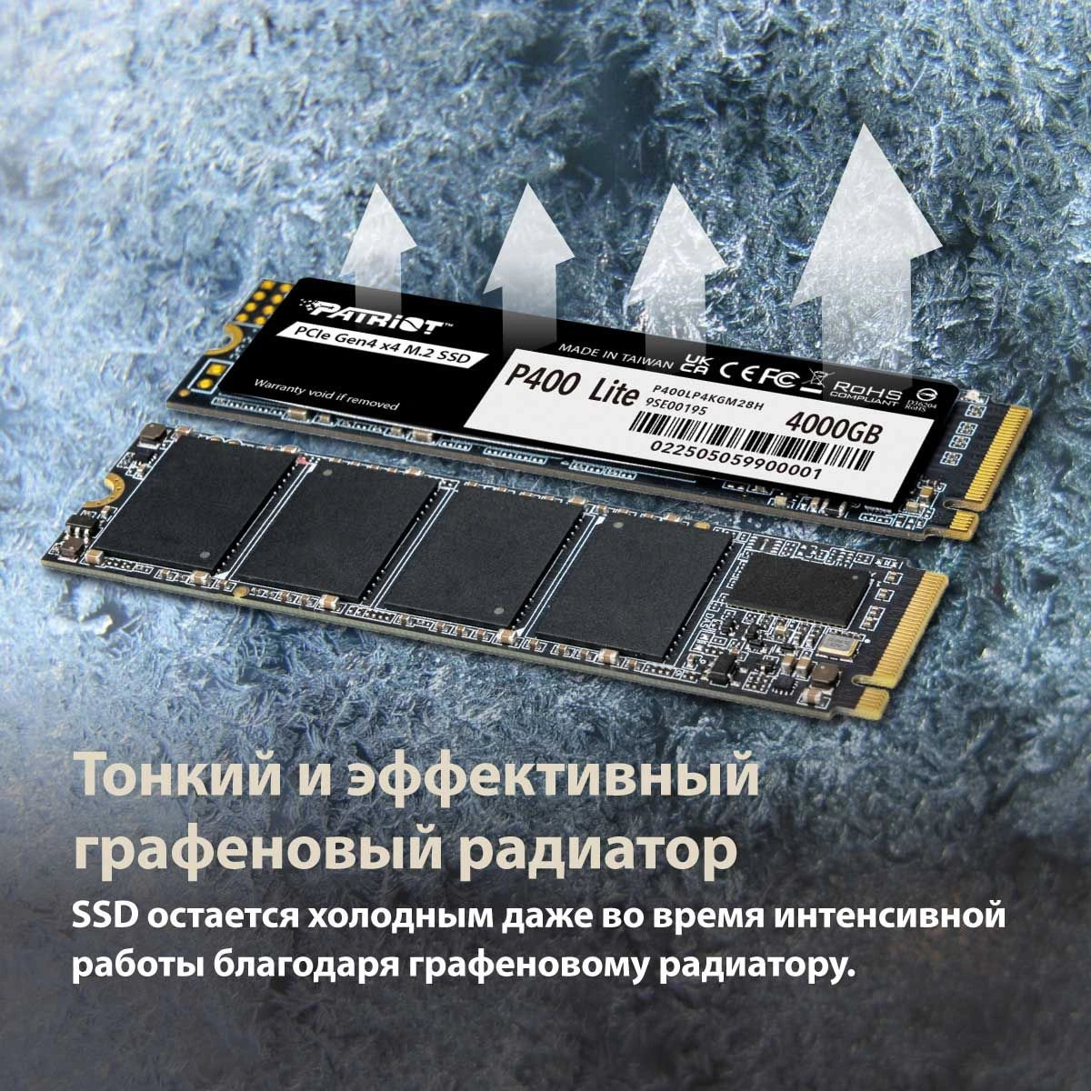 Твердотельный накопитель Patriot P400 Lite 1024ГБ, M.2 2280, PCIe 4.0 x4, M.2 P400LP1KGM28H