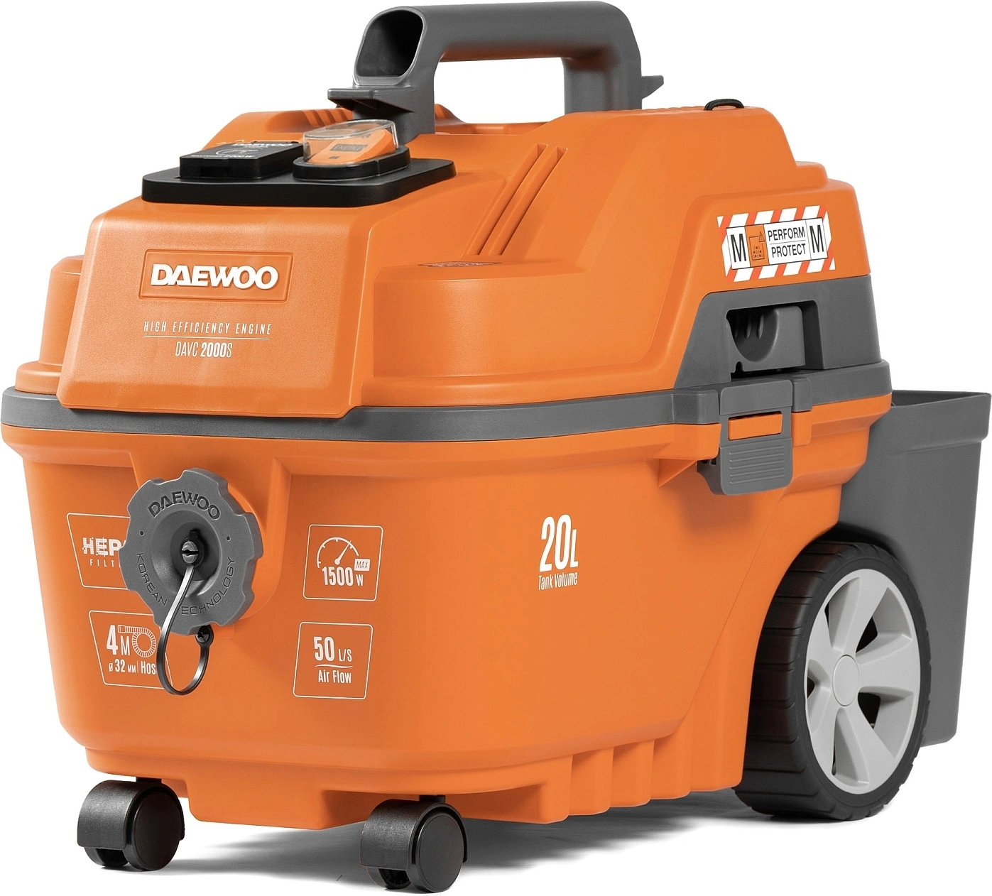 Строительный пылесос Daewoo DAVC 2000S оранжевый