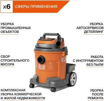Строительный пылесос Daewoo DAVC 2514S серый