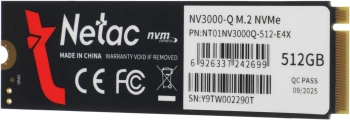 Твердотельный накопитель Netac 512ГБ, M.2 2280, PCIe 3.0 x4, M.2 NT01NV3000Q-512-E4X