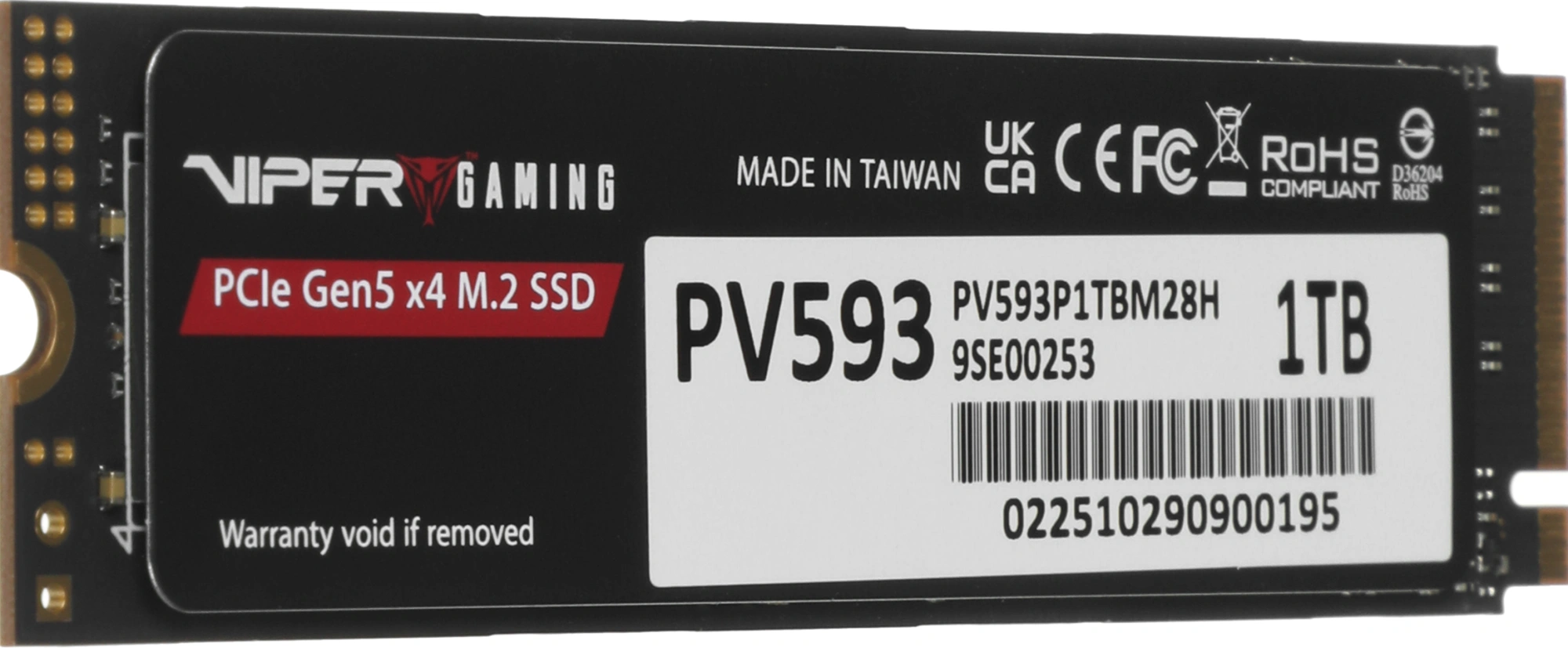Твердотельный накопитель Patriot Viper VP593 1024ГБ, M.2 2280, PCIe 5.0 x4, M.2 PV593P1TBM28H