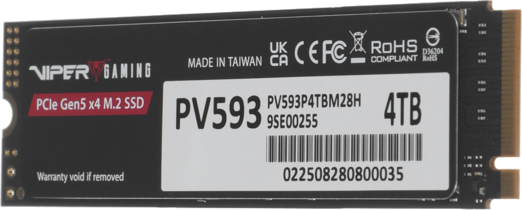 Твердотельный накопитель Patriot Viper VP593 4096ГБ, M.2 2280, PCIe 5.0 x4, M.2 PV593P4TBM28H