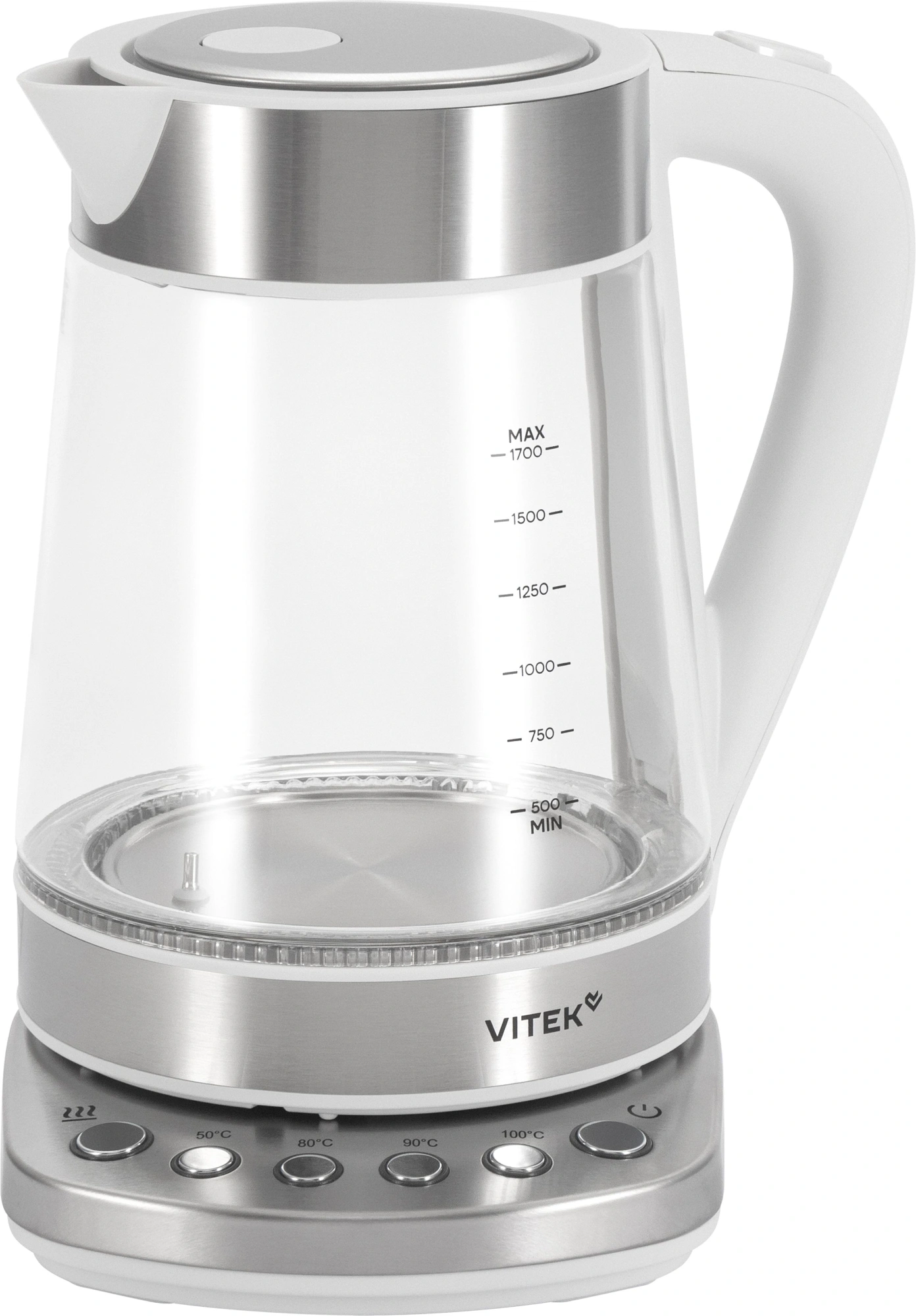 Чайник электрический Vitek VT-WK1031 белый/серебристый, стекло
