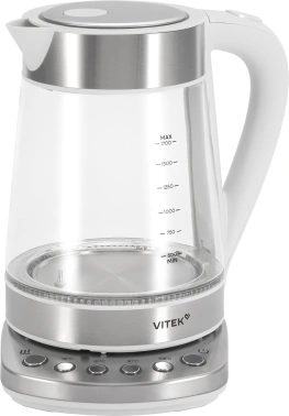 Чайник электрический Vitek VT-WK1031 белый/серебристый, стекло
