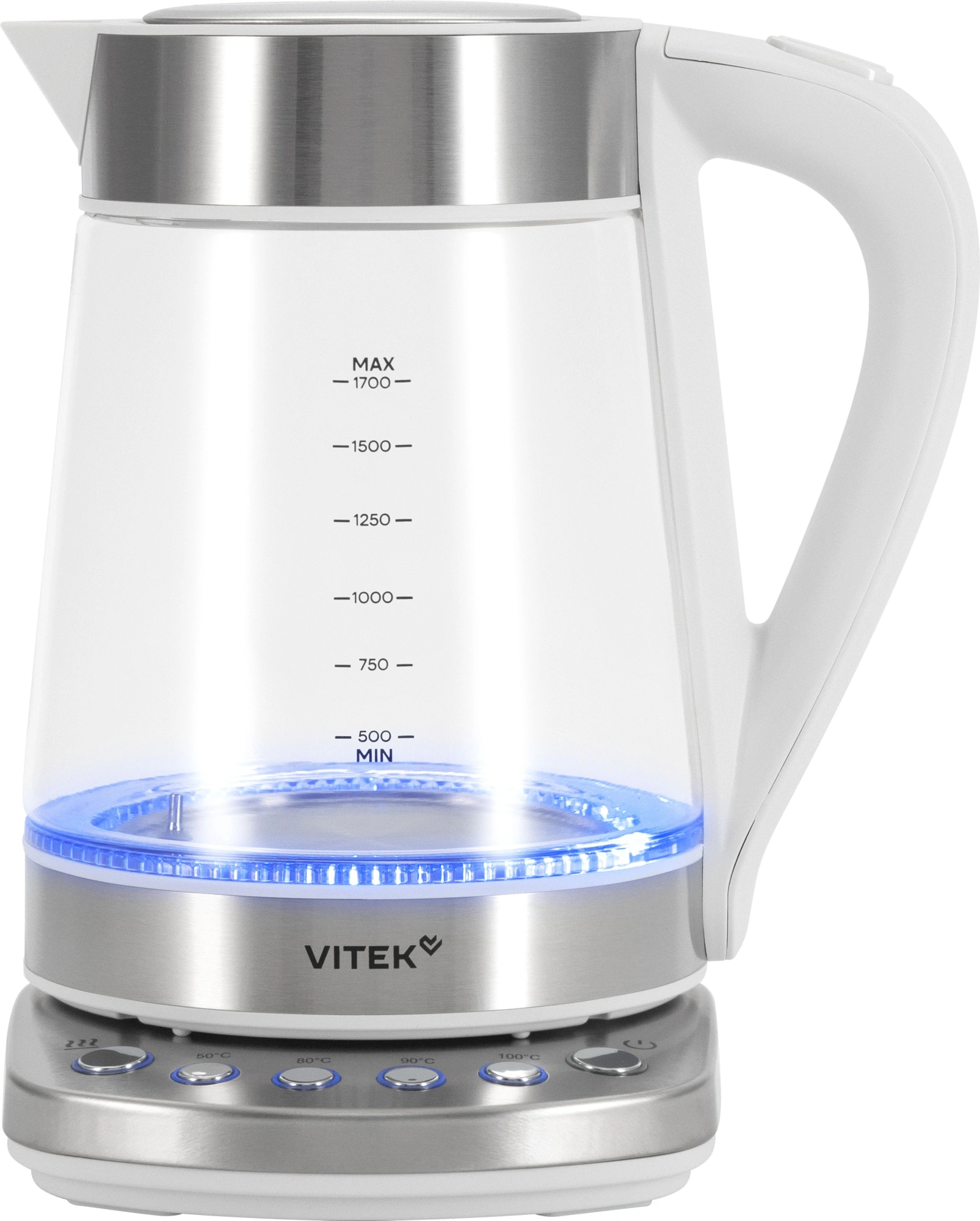 Чайник электрический Vitek VT-WK1031 белый/серебристый, стекло