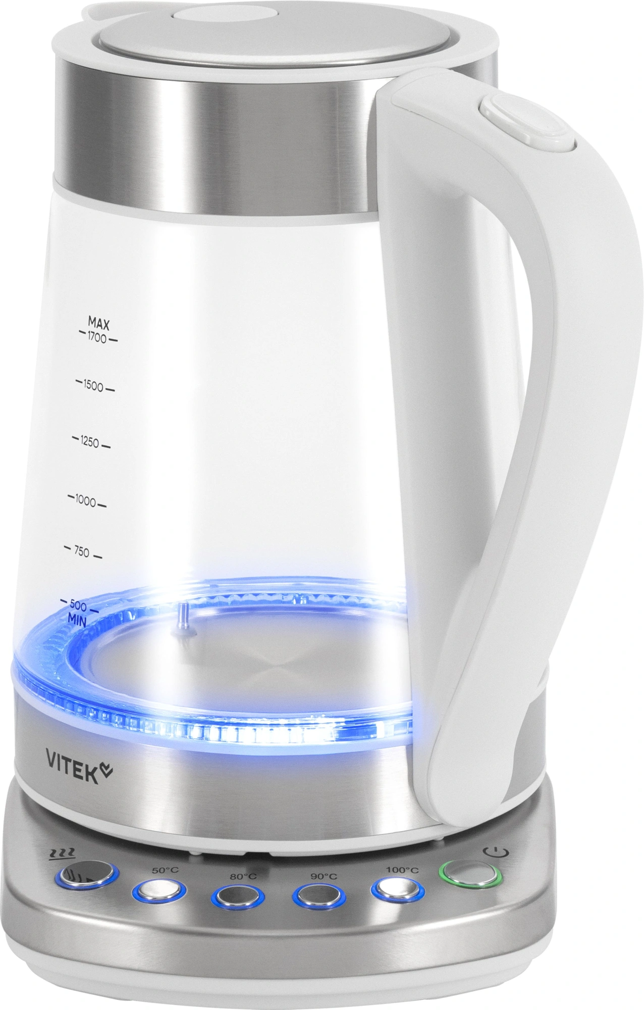 Чайник электрический Vitek VT-WK1031 белый/серебристый, стекло