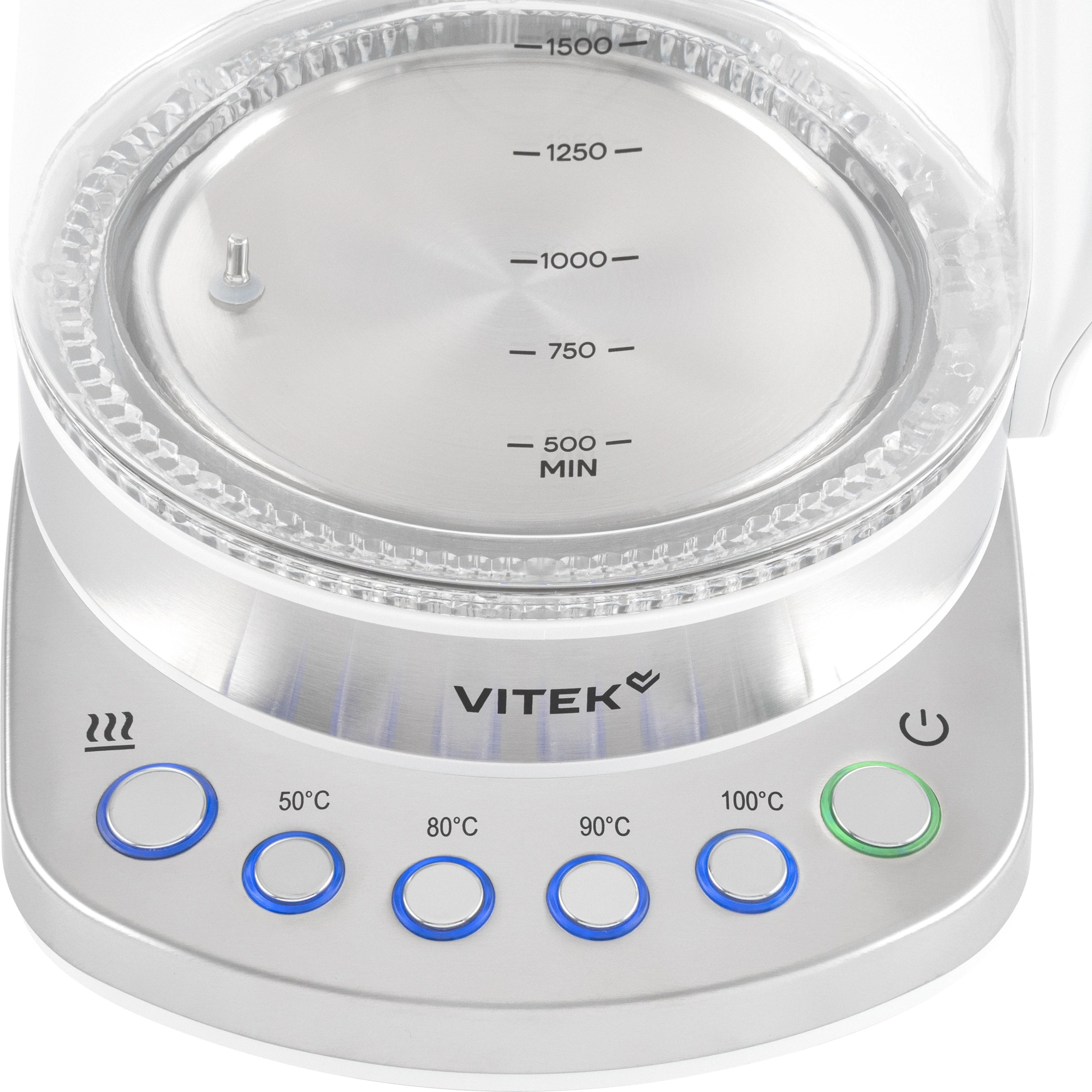 Чайник электрический Vitek VT-WK1031 белый/серебристый, стекло