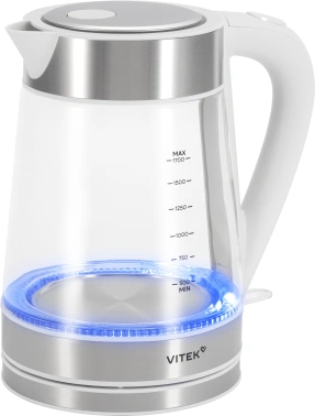 Чайник электрический Vitek VT-WK1030 белый/серебристый, стекло