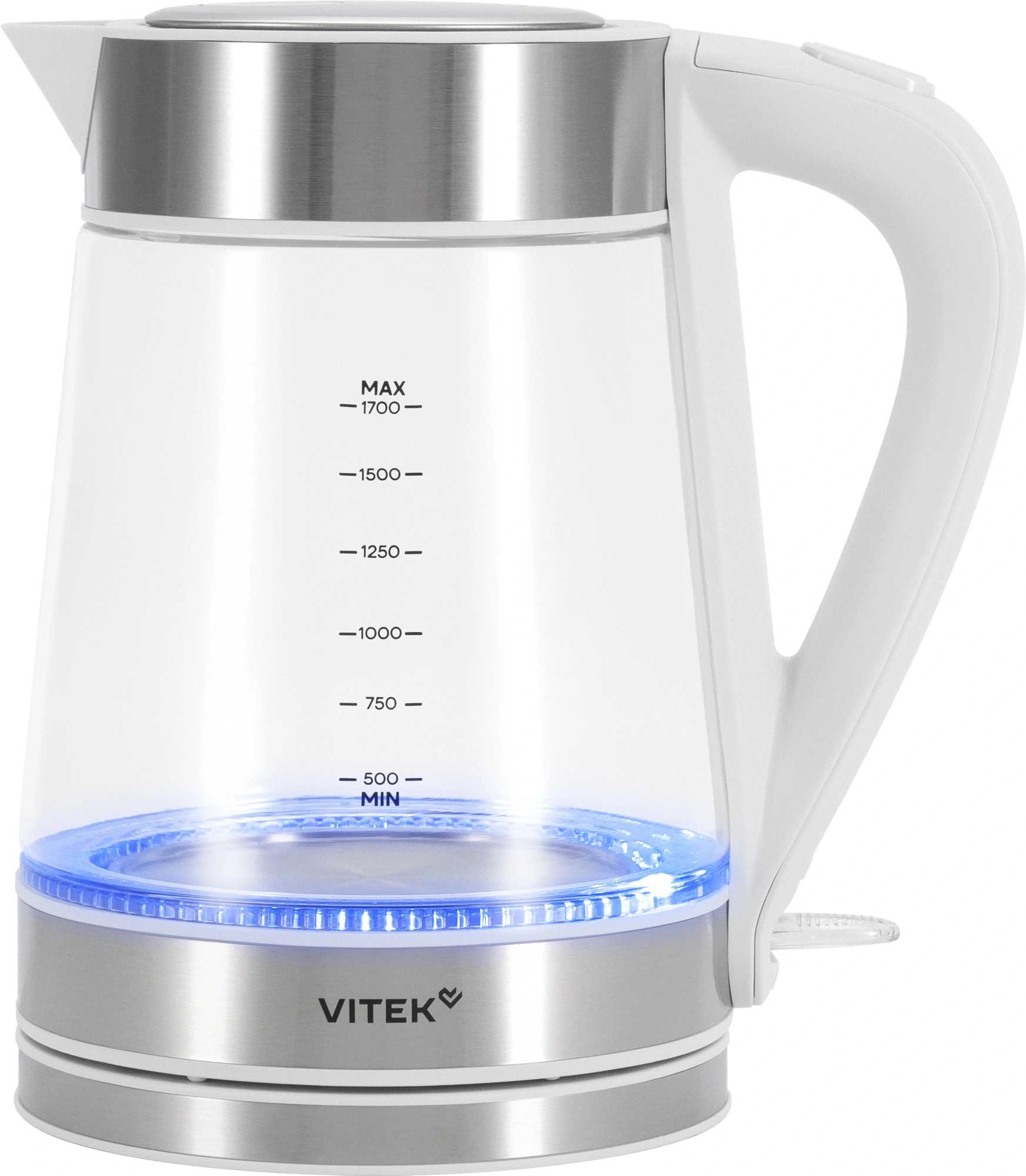 Чайник электрический Vitek VT-WK1030 белый/серебристый, стекло